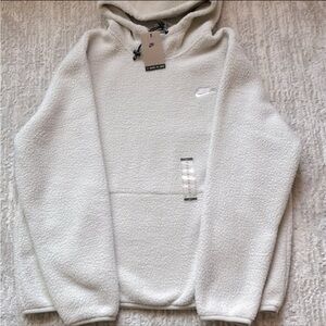 NIKE SPORT ESSENTIAL+ HIGH PILE SHERPA FLEECE HOODIE - BONE WHITE